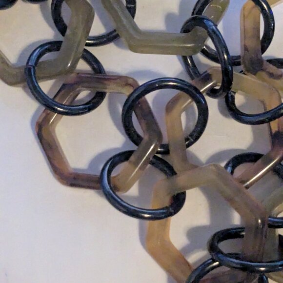 LIA SOPHIA Galapagos Faux Tortoise Shell Honeycomb Bib Necklace - Picture 2 of 6